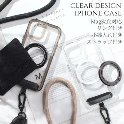 iphone13 ケース クリア ショルダー リング付き 小銭入れ iphone13mini iphone13Pro iphone13ProMAX マグセーフ magsafe リング ホルダー 財布 13 13mini 13Pro 13ProMAX カバー アイフォン スマホケース 肩掛け カード収納 ストラップ付き スマホショルダー 13ミニ 送料無料
