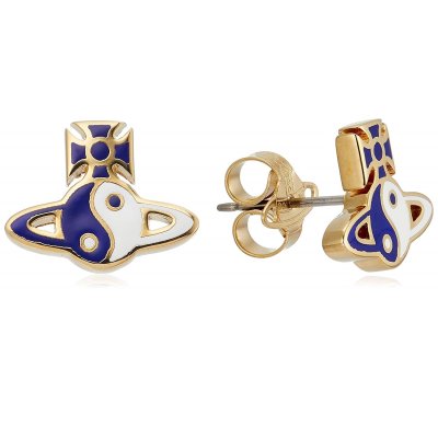 新品 Vivienne Westwood ヴィヴィアンウエストウッド ピアス YIN YANG EARRINGS イヤン オーブ 両耳 BE1753/2 レディース ブルー ホワイト イエローゴールド 