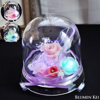 送料無料 プリザーブドフラワー 花 シンデレラ シンデレラフルール／クリスマス 結婚記念日 プレゼント ギフト 結婚祝い ウェディング 誕生日 プロポーズ お祝い 女性 妻 LED 光る かわいい おしゃれ フラワー  開店祝い 入学祝い サプライズ ドーム カプセル 靴 クリスマス ホワイトデー バレンタインデー 新年 正月 母の日 ハロウィン 敬老の日 いい夫婦の日