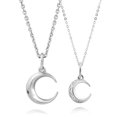 ムーン・月モチーフペアネックレス シルバーペアアクセサリー ペア ネックレス・ペンダント ダイヤモンド 記念日 プレゼント ギフト FSP1031M-1031L セット シンプル フリースタイル 【FREE STYLE】