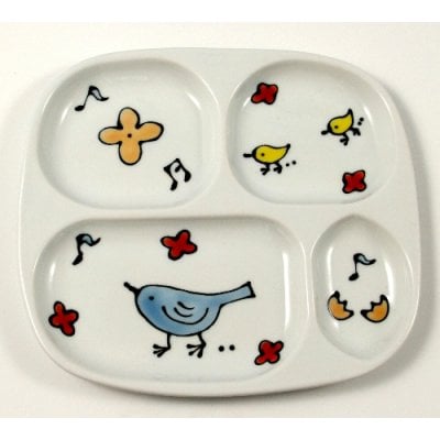 【名入れ・文字入れ】森の仲間たち(小鳥)キッズプレート 【こども食器 キッズ食器 仕切プレート】