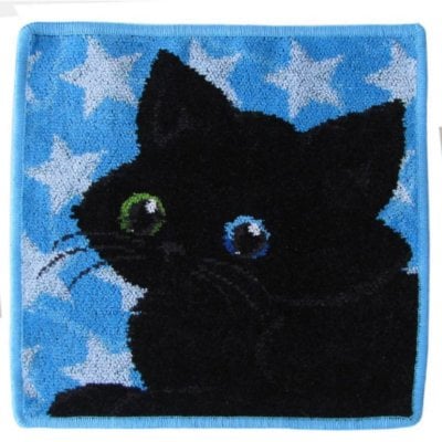 フェイラー ハンカチ ハンドタオル フェイスタオル  タオルハンカチ 25cm ブラックキャット 黒猫 オッドアイ ブルー 送別会 【スペシャルラッピング660円(別売り)】 誕生日 お中元 夏ギフト タオルハンカチ  結婚祝い 結婚式 結婚記念日 出産祝い 高級  母の日 ホワイトデー