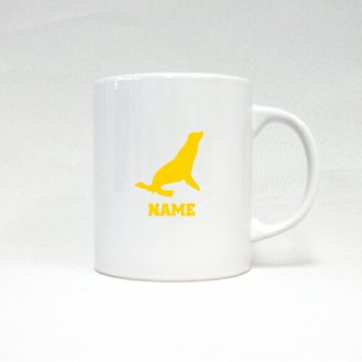 「アシカ」名入れマグカップ スポ根魂 部活 スポーツ お名前 記念品 ノベルティ  陶器マグ 名入れ 名入れギフト 定番 マグカップ マグ 名入れ アイテム ウミオソ、オットセイ、Sea lion