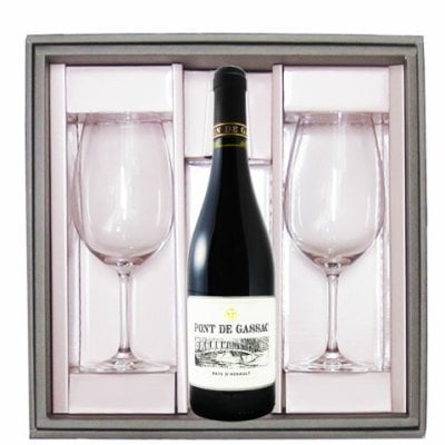★ 送料無料 ★  ポン・ド・ガサック ルージュ 750ml + グラス 2脚セット【 赤ワイン・ペアグラスセット 】【 箱入 】【 5746 】【 ハロウィン 贈り物 ギフト プレゼント 誕生日 結婚のお祝い 】