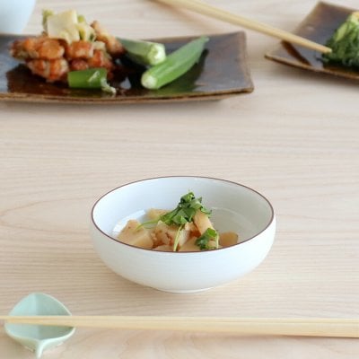 白山陶器 白磁千段 小鉢 12cm 前菜 取り皿 日本製 ギフト 結婚祝い プレゼント 贈り物 食器