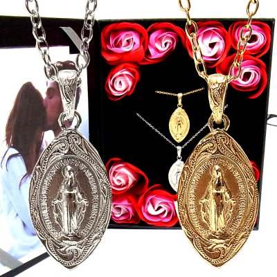 ペアネックレス ペアハワイアンジュエリー マリア スクロール 金属アレルギー対応 サージカル ステンレス 花 入浴剤 写真フレーム フラワー