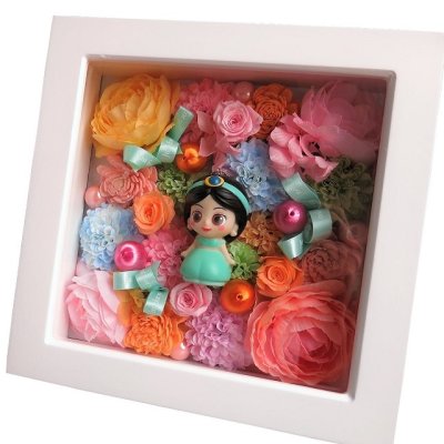 誕生日プレゼント 彼女 花 プリンセス ジャスミン プリザーブドフラワー入り 壁掛け 結婚祝い 友達 友人