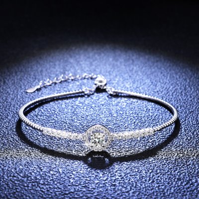ブレスレット レディース モアサナイト ホワイト シルバー925 シルバー フリーサイズ 0.5ct ks023