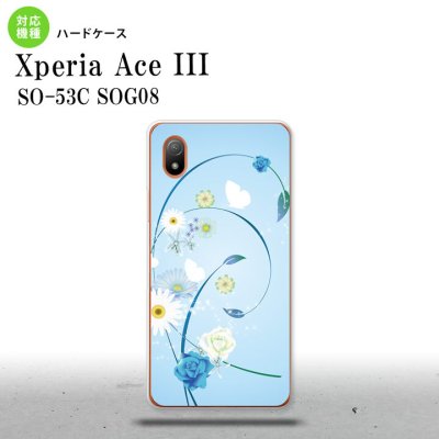 SO-53C SOG08 ワイモバイル Xperia Ace III スマホケース 背面ケース ハードケース 花柄 ミックス A 青 2022年 6月発売 nk-so53c-272