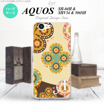 【SHV34】【スマホケース/スマホカバー】【アクオス セリエ】SHV34 スマホケース AQUOS SERIE ケース アクオス セリエ イニシャル エスニック花柄 ベージュ×茶 nk-shv34-1583ini【メール便送料無料】