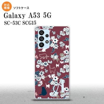 SC-53C SCG015 Galaxy A53 5G スマホケース 背面ケースソフトケース 猫 花 紫 +アルファベット メンズ レディース nk-a53-tp1722i