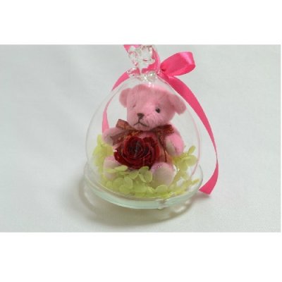 ガラスのドームとミニベア。 ☆ミニベア☆ぬいぐるみ】【くま】【プレゼント】【ベア】【プリザーブドフラワー】【バラ】【誕生日】【ギフト】【自分用】【プチ】