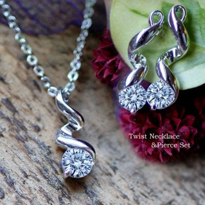 ネックレスツイストネックレス & ピアス セット 金属アレルギー 対応 アクセサリー 母の日 誕生日 プレゼント 女性 彼女 結婚記念日 妻 おすすめ 人気 プリザーブドフラワー ジュエリーボックス ラッピング付き ギフト 