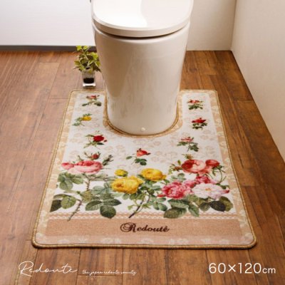 Redoute ルドゥーテ トイレマット ジャンボ 80×120cm[トイレ マット 耳長 ロング 薔薇 バラ 花柄 おしゃれ 可愛い 薔薇柄 バラ柄 ローズ 大人可愛い 洗濯機 洗濯可 洗濯OK 高級感 インテリア]