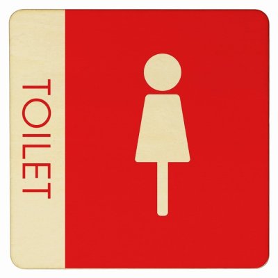 27x27cm トイレ 御手洗 TOILET トイレマーク E1 女 WOMENS ピクトサイン 木製ドアサイン ドアプレート インテリア 施設 案内