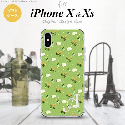 【iPhoneX】【スマホケース/スマホカバー】【アイフォンX】iPhoneX スマホケース ケース アイフォンX イニシャル 花柄・バラ（E） 緑 nk-ipx-tp248ini【メール便送料無料】