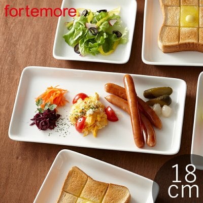 お皿 高機能食器 フォルテモア レクタングルプレート 18cm｜重ねる 重なる｜電子レンジ オーブン 食洗機対応｜白い 四角 長角 食器 うつわ｜おしゃれ かわいい シンプル 北欧 韓国 台湾 カフェ風｜業務用 母の日 新生活 ギフト プレゼント