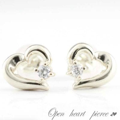 プラチナ ダイヤモンド ピアス レディース オープンハート ダイヤ ハートピアス プラチナ900 pt900 0.07ct ダイヤピアス スタッドピアス クリスマス