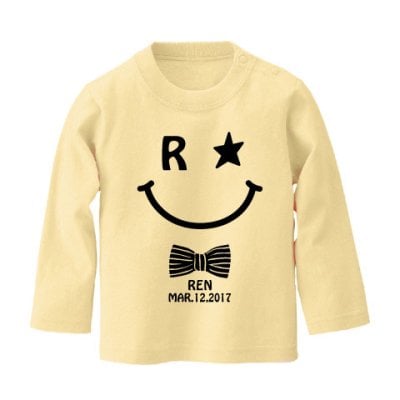 お名前入り スマイル 長袖 Tシャツ ベビーサイズ＊出産祝い 誕生日プレゼントにおしゃれな名入れギフト