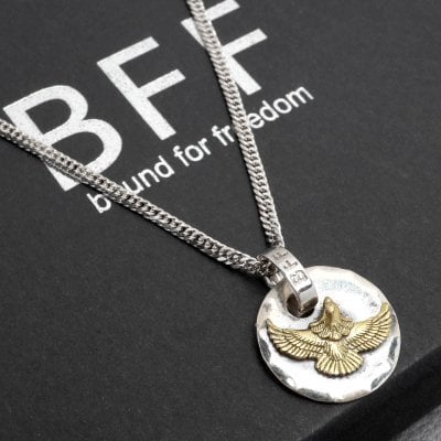 BFF ブランド シルバー925 イーグルネックレス ダブル喜平チェーン ネイティブ メタル ペンダント 金属アレルギー対応 専用BOX付属