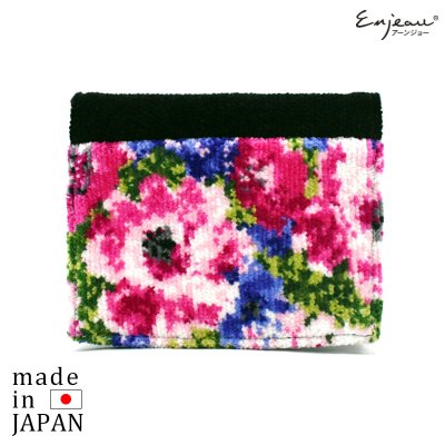 日本製 2つ折り ポケットティッシュケース ファスナーポケット付 エブリン 花柄 ギフトラッピング対応可 ※ネコポス便発送