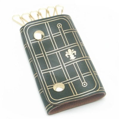 キーケース フルール ド リス ゴールドライン 牛革キーホルダーキーホルダー キーケース ゴールド プレゼント おしゃれ カフスマニア