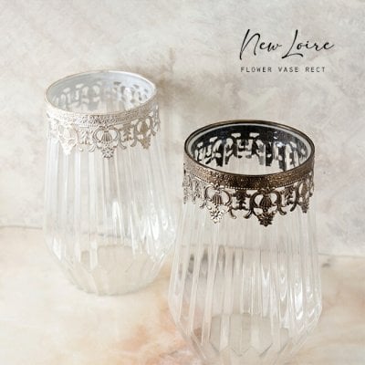 New Loire ロワール Flower Vase Rect[アンティーク 花瓶 おしゃれ ガラス ブーケ フラワーベース 雑貨 レトロ インテリア インテリア雑貨 枝物 花器 置物 花びん 一輪挿し 枝 大きめ かわいい 北欧 花束]