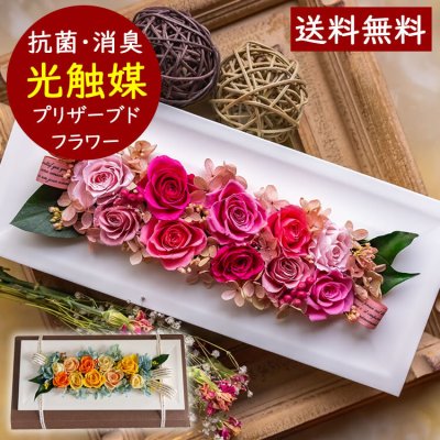 プリザーブドフラワー 光触媒 額 サイズM プレゼント 抗菌 防臭 新築祝い 開店祝い 出産祝い 還暦祝い 40代 50代 60代 女性 お祝いの花 枯れない花 ブリザードフラワー 敬老の日