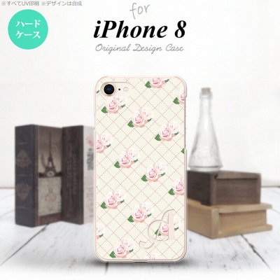 iPhone7 iPhone8 スマホケース ハードケース 花柄 バラ 編み ベージュ +アルファベット メンズ レディース nk-ip8-264i