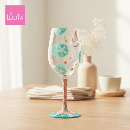 Lolita ワイングラス Sailboats and Sand Dollars 22.4cm ヨットとサンドダラー | かわいい おしゃれ ポップ モダン デザイン食器 アート ロリータ･ヤンシー 正規輸入品