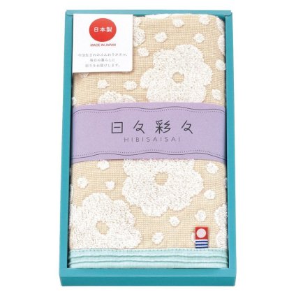 【ギフト対応無料】日々彩々 フェイスタオル ベージュ (HI-882P/2BE/1B/1V/3GR/3Y) ※送料無料(ポスト投函)