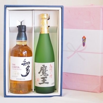 実りの秋の贈り物 感謝贈り物ボックス 洋酒焼酎2本セット（ウイスキー知多700ml 芋焼酎魔王720ml）