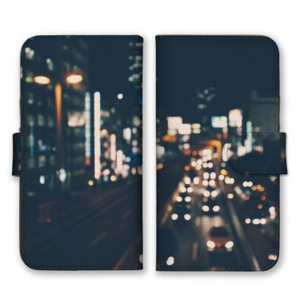 ＼全機種対応／ スマホケース 手帳型 スマホカバー 手帳タイプ スマートフォン ケース カバー 写真 風景 道路 ぼかし 夜 夜景 都会 繁華街 おしゃれ かっこいい カードホルダー付き カード収納 合皮 合成レザー