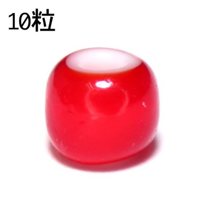 ビーズ 約6mm 10粒 ホワイトハーツ レッド(赤色) ガラス パーツ インディアン ハンドメイド チェコ産 parts90