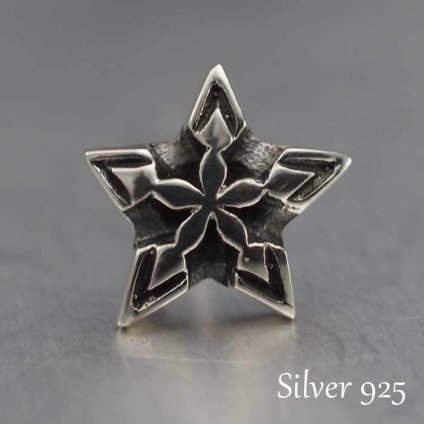 シルバーピアス メンズ スター スタッド 片耳用 片方 シングル 星 五芒星 タイニースター いぶし銀 桜 紋章 シルバー925 銀 シルバーアクセサリー ユニセックス ペアアイテム【全品1個ずつバラ売り】 プレゼント