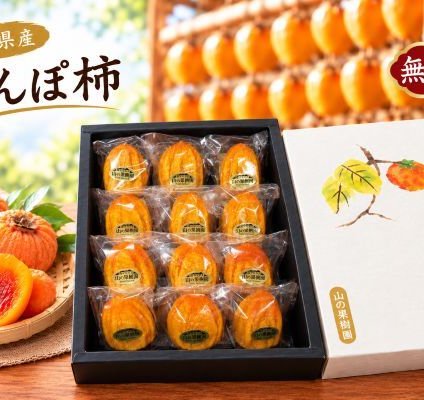 無添加あんぽ柿１２個入（イオウ燻蒸なし・個包装・贈答用オリジナル箱入）