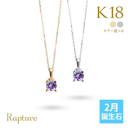 アメシスト ネックレス K18 ゴールド ネックレス 2月誕生石 アメジスト 一粒 18金 18K イエローゴールド ホワイトゴールド チェーン 長さ選べる 40cm 45cm 50cm ギフトラッピング可能 シンプル 華奢 上品 Rapture 彼女 妻 女性 レディース プレゼント ハロウィン 【品番：CG-RSP-29051-2】