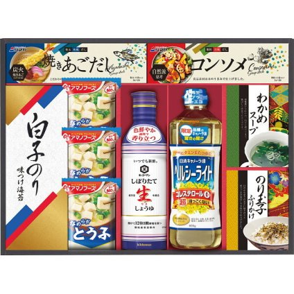 日清オイリオ 調味料ギフト [26-2902-096] NCH-40 アマノフリーズドライ おみそ汁 焼きあごだし しょうゆ ヘルシーライト 詰め合わせ 贈り物 御中元 御歳暮 内祝い 出産 結婚 お返し ギフト