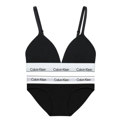 カルバンクライン Calvin Klein(CK) ブラ&ショーツ セット ロゴ 無地 ノンワイヤー アンダーウェア インナー 下着 QF8498+QF8520 レディース ブラック