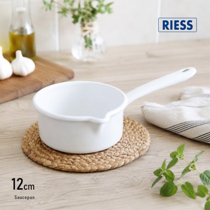 RIESS リース ソースパン12cm ホワイト[ホーロー鍋 ホーロー 片手鍋 小さい鍋 ミニ鍋 ミルクパン ほうろう ほうろう鍋 おしゃれ 調理器具 キッチン用品 オーストリア製 IH対応 食洗機対応 白い鍋 かわいい 北欧風 ブランド]