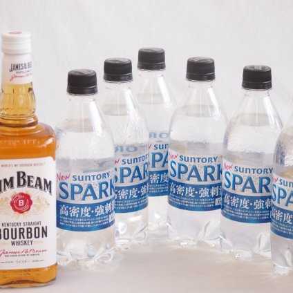 家飲みを、バーカウンターへ ハイボールウイスキー7本セット(ジムビーム40度(アメリカ) サントリー天然水スパークリング) 700ml×1本 500ml×6本
