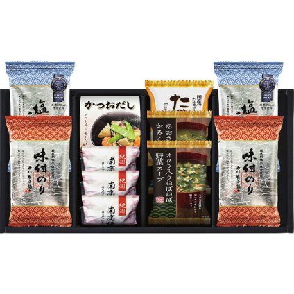 海苔食べくらべバラエティセット [26-7612-045] YU-302 有明海産味付のり 有明海産塩のり 紀州南高梅 フリーズドライお吸い物 かつおだし 詰め合わせ セット ギフト 出産内祝い 結婚内祝い お返し 内祝い