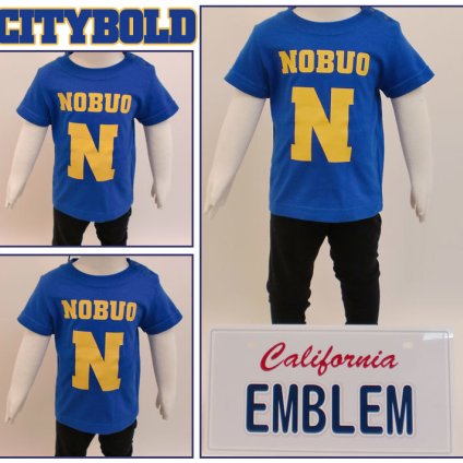 「CITYBOLD」インパクトあるイニシャル＆名入れキッズ用Ｔシャツ、着心地抜群の綿100％【cf_bst】【名入れ無料】