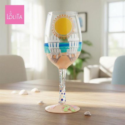 Lolita ワイングラス Sun on the Beach 22.4cm ビーチの太陽 | かわいい おしゃれ ポップ モダン デザイン食器 アート ロリータ･ヤンシー 正規輸入品