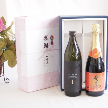 感謝の贈り物ボックス ライチのような香りの芋焼酎と国産ワインセット(おたる醸造 キャンベル赤スパークリングワインやや甘口(北海道)720ml濱田酒造 芋焼酎だいやめ25度(鹿児島県)900ml