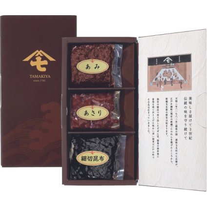 新橋玉木屋 佃煮詰合せ3種入 [26-0559-068] TK-3 あみ あさり 細切昆布 佃煮 ご飯のお供 和食 詰め合わせ おかず プレゼント ギフト