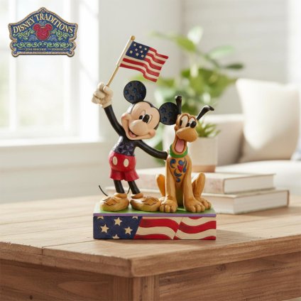 ミッキーとプルート アメリカンフラッグ 17.8cm | ディズニー トラディションズ ジムショア グッズ フィギュア 人形 置物 彫刻 Jim Shore 正規輸入品