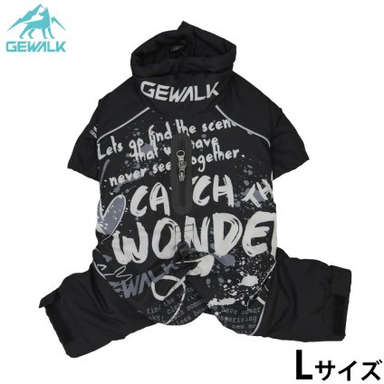 ジウォーク GEWALK ストリート ドリズル サーマル オーバーオール 犬服 L ブラック