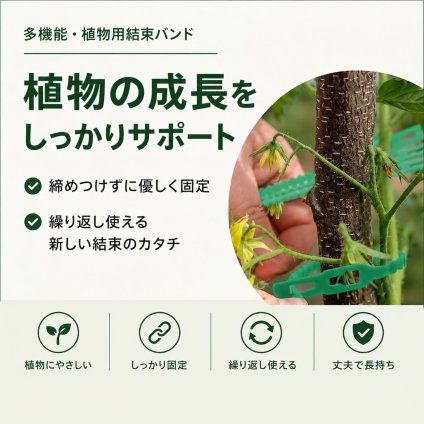 園芸用 結束バンド 誘引クリップ 100個セット 13cm ソフト 植物サポート 園芸クリップ 幅調節 再利用可能 家庭菜園 農業 トマト キュウリ つる植物 支柱固定用 耐候性 NB0H4FH36NB