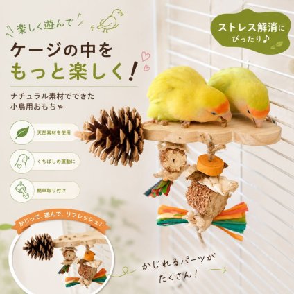 鳥用フォージングトイ 天然木 おやつ探し 知育玩具 ストレス解消 インコ おもちゃ ケージ取付